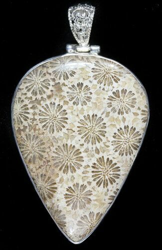 Million Year Old Fossil Coral Pendant - Sterling Silver #48506